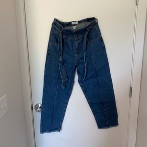 Forever 21 High Waisted Ruffled Capri Jeans